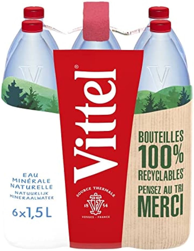 Vittel – Pack de 6 bouteilles d'eau plate de 1,5 L